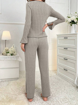pajama set in Off-white with ribbed and hip-length
