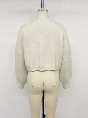 cream relaxed cardigan with v-neck