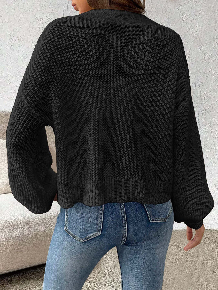 Black relaxed cardigan with v-neck