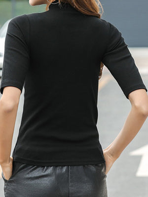 Royal Blue fitted t-shirt with mock neck