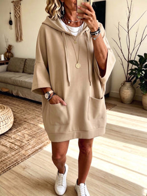 athleisure hoodie dress in Gray with hooded