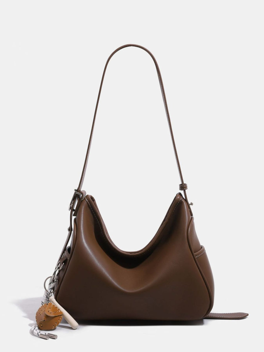Leather Slouchy Shoulder Bag in Brown with adjustable strap