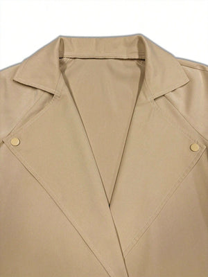 100% polyester Care instructions: Machine wash cold trench coat in Khaki with relaxed silhouette
