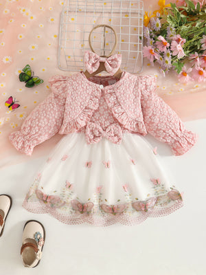Pink dress with knee-length and button