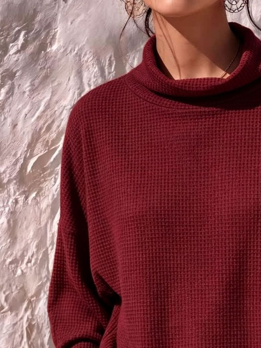 classic t-shirt in rust with mock neck
