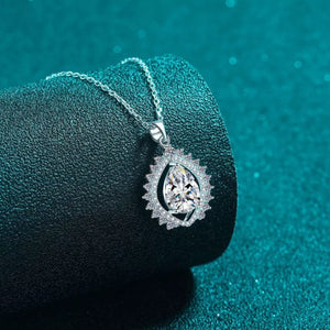 925 sterling silver,Moissanite Carat weight: 3ct Care instructions: Avoid wearin necklace in Silver with teardrop silhouette