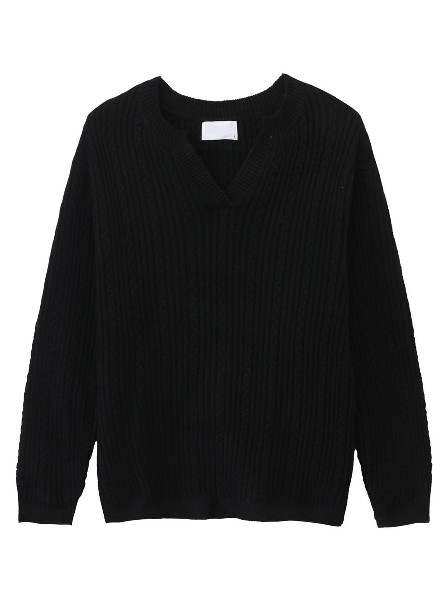 Moss pullover sweater featuring cable knit and cable knit