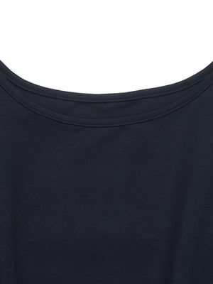 navy blue peplum top with stretch and long sleeve