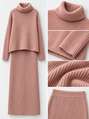 sweater set in Gray with ribbed and midi
