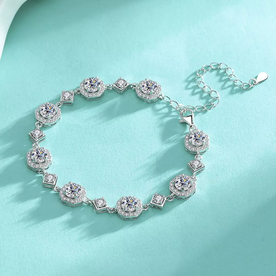 clear bracelet featuring moissanite stones and geometric