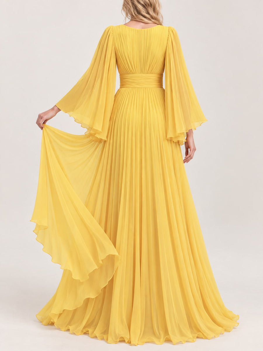 ivory maxi dress with pullover and pleated