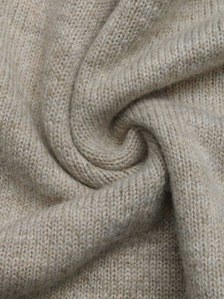taupe relaxed crewneck sweater with crew neck