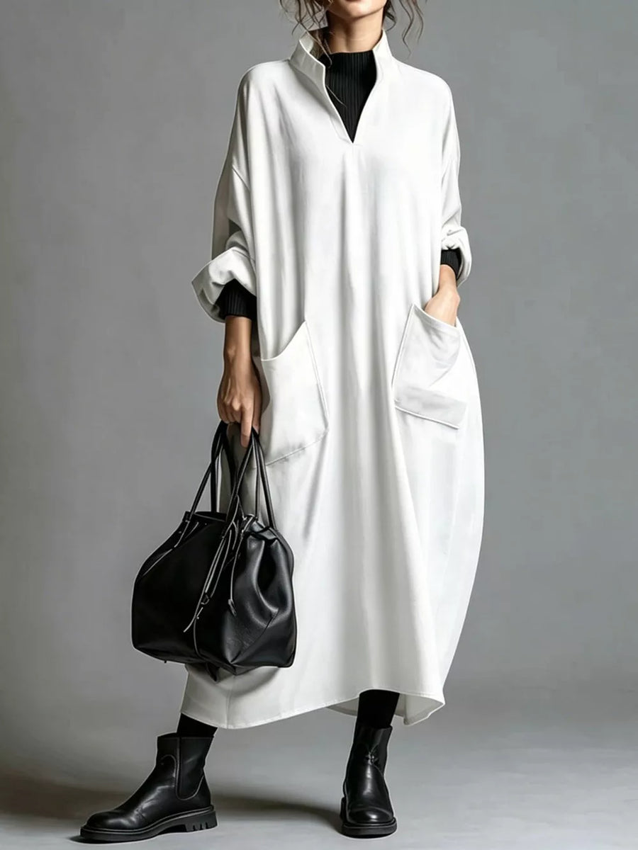 Sky Blue oversized midi dress with mock neck