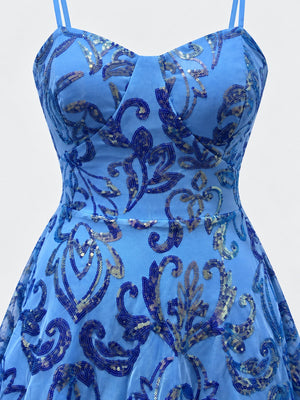 mini dress in Purple with ornamental and sequin