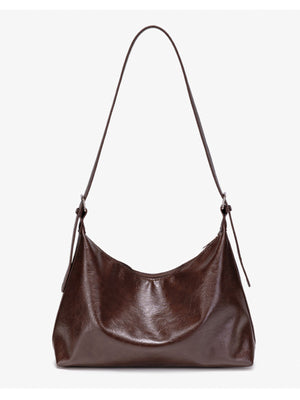 PU Leather Hobo Crossbody Bag in dark brown with adjustable strap