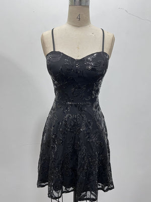 Dark Blue A-line mini dress with sweetheart