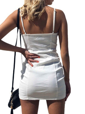 At least 95% polyester, blended with spandex bodycon dress in White with fitted silhouette