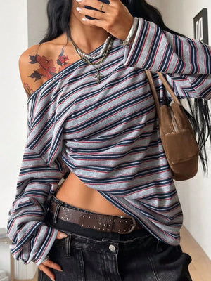 navy blue relaxed t-shirt with boat neck