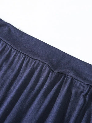 A-line Slit Maxi Skirt in Navy Blue