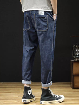 casual straight jeans in Dark Blue with N/A