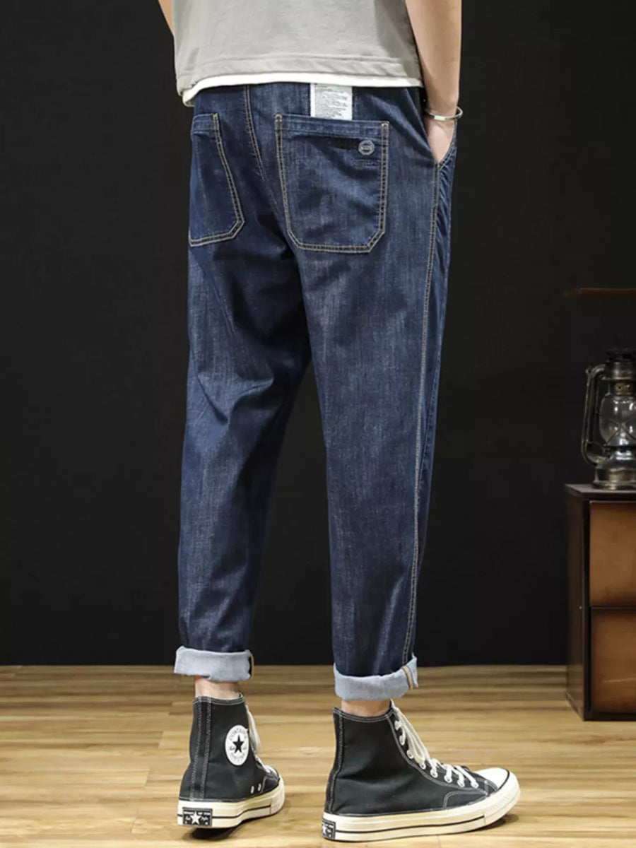 casual straight jeans in Dark Blue with N/A