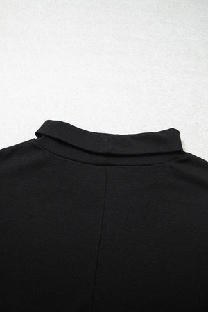 High Neck Long Sleeve Shirt in Black with stretch