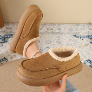 boots in Camel with plush-lined and low-cut
