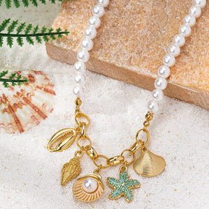 Synthetic Pearl, 18K Gold-Plated, Alloy Care instructions: While wearing the pea necklace in teal with straight silhouette