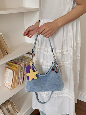 Medium with Star Charm Denim Shoulder Bag