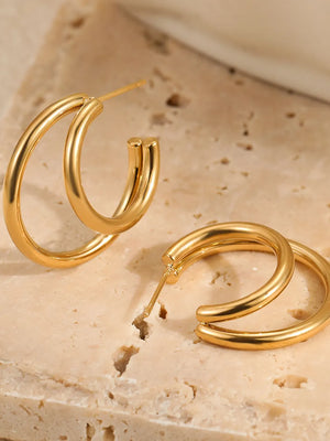 18K Gold-Plated,Stainless Steel Care instructions: Avoid wearing during exercise earrings in Gold with hoop silhouette