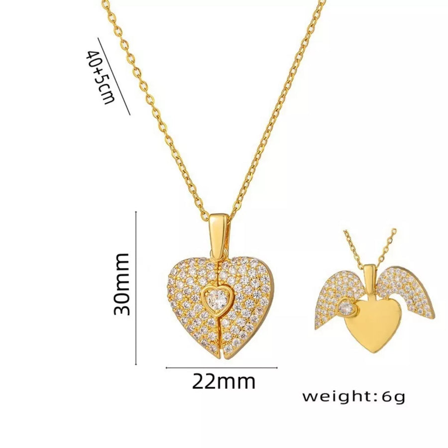 18k Gold-plated Heart Locket Necklace in gold with 18K gold-plated