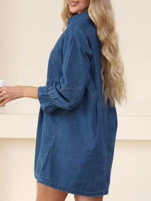classic shirt dress in Dark Blue with collared