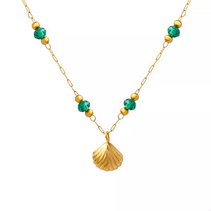 necklace in emerald green with 18K gold-plated and choker
