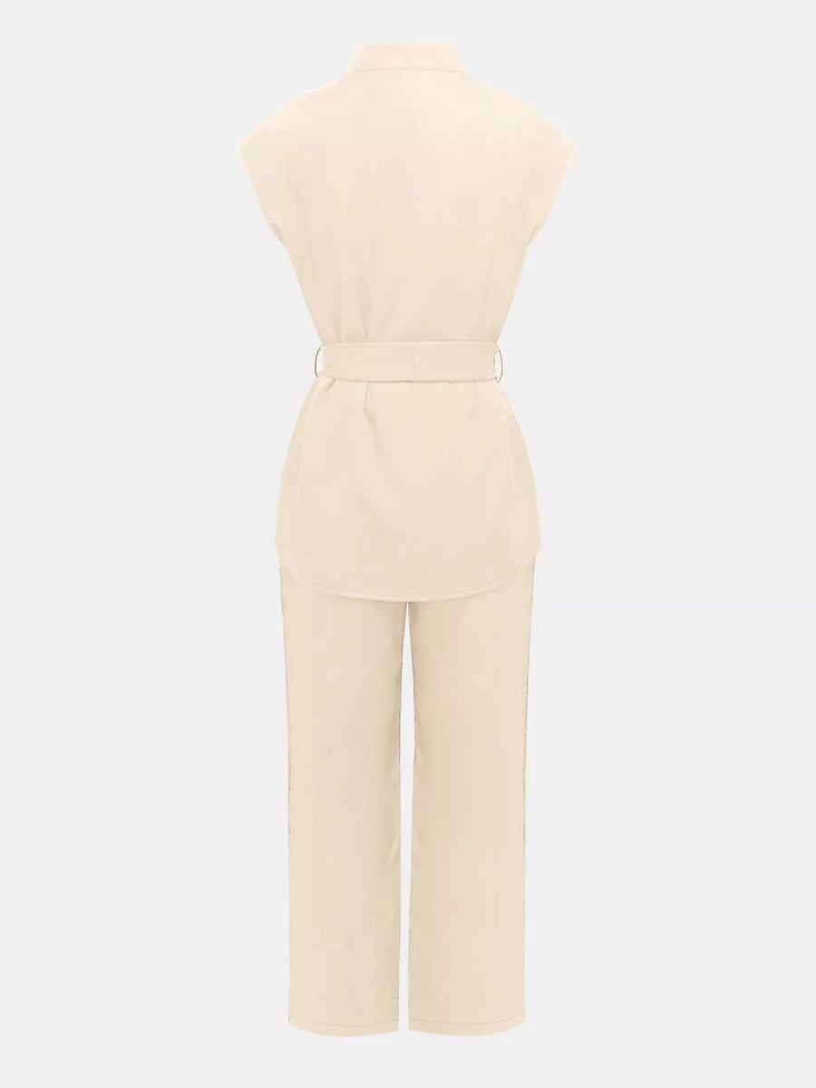 Ivory with Sleeveless Top And Wide-leg Pants Set