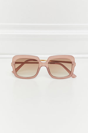 Sculpted square frame sunglasses in khaki with gradient brown lenses.