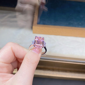 ring featuring geometric in Blush Pink with 925 sterling silver,Zircon Care instructions: Avoid wearing during exercise, as