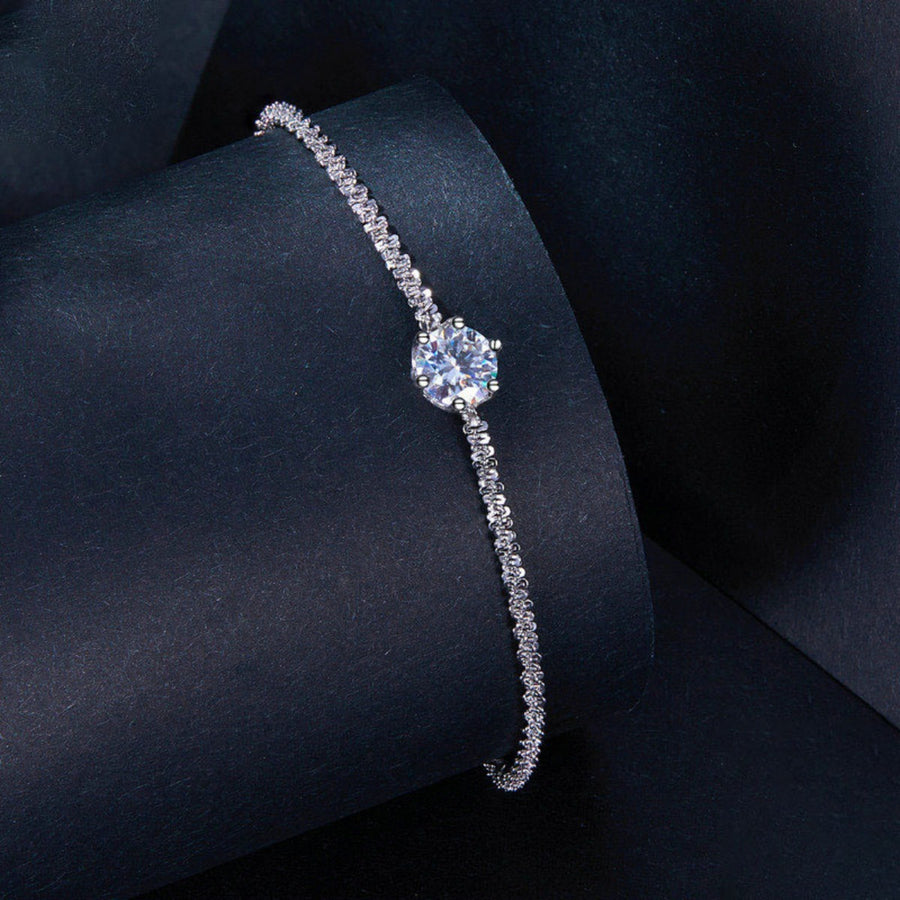 925 sterling silver,Zircon Care instructions: Avoid wearing during exercise, as bracelet in Silver with straight silhouette