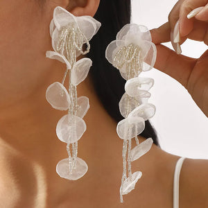 earrings in Pink with floral and beaded