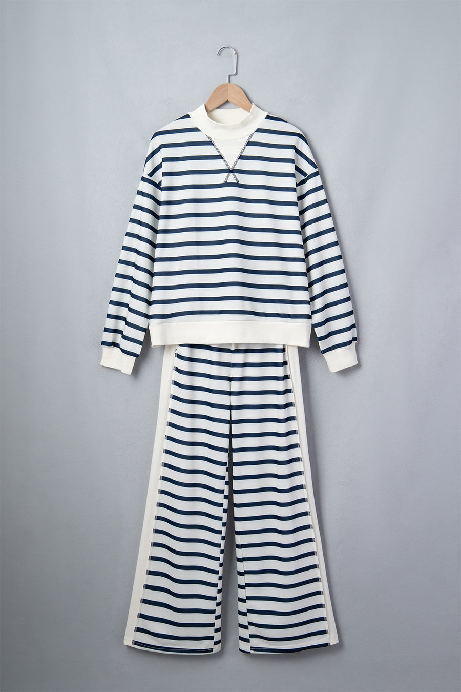 cream lounge set with drawstring waist and long sleeve