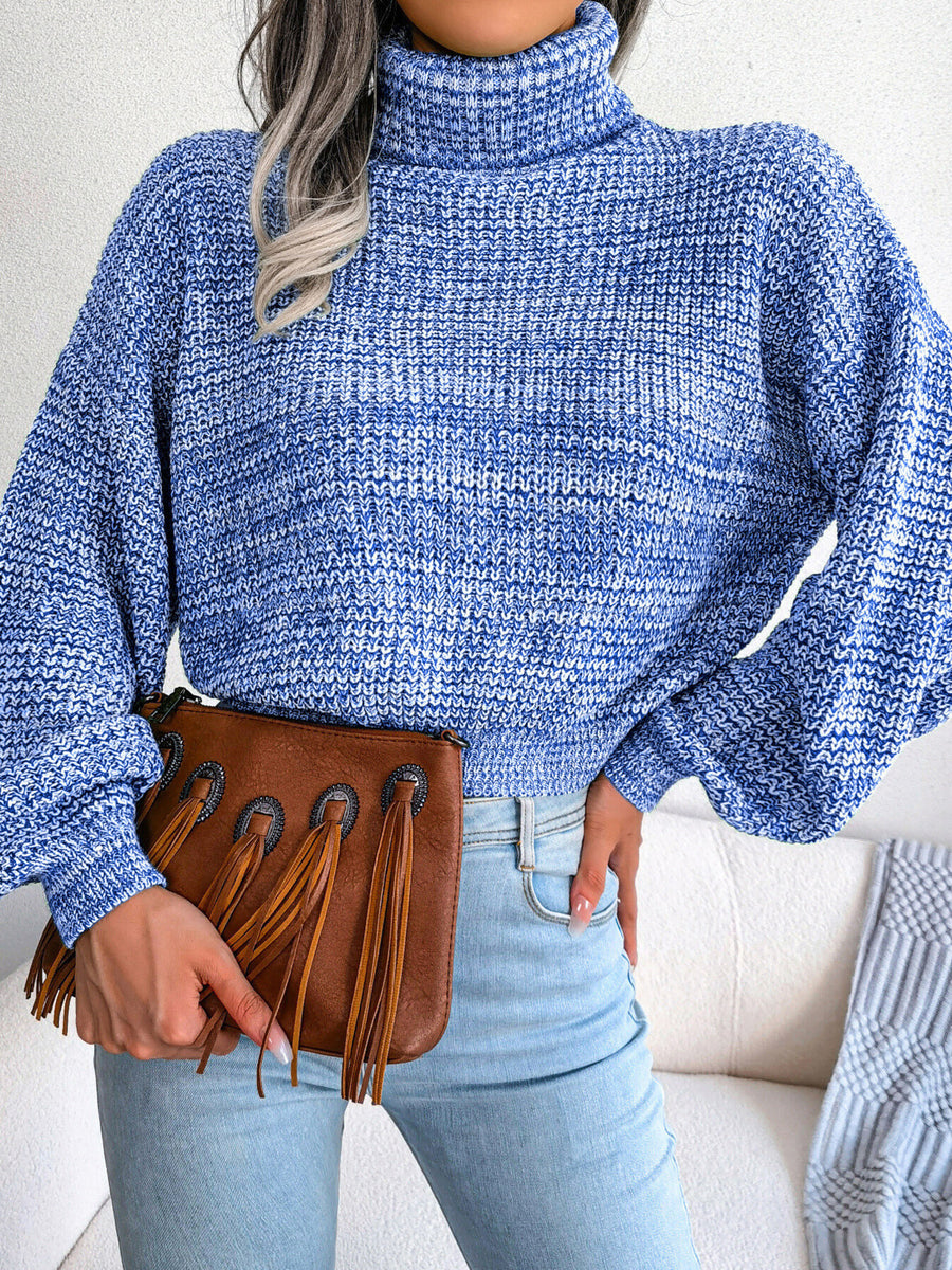 white turtleneck sweater with waist-length and pullover