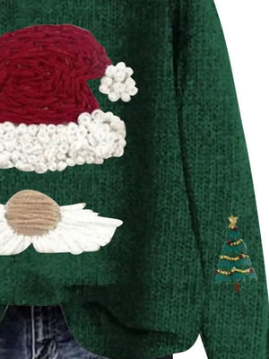 Red pullover sweater with hip-length and pullover