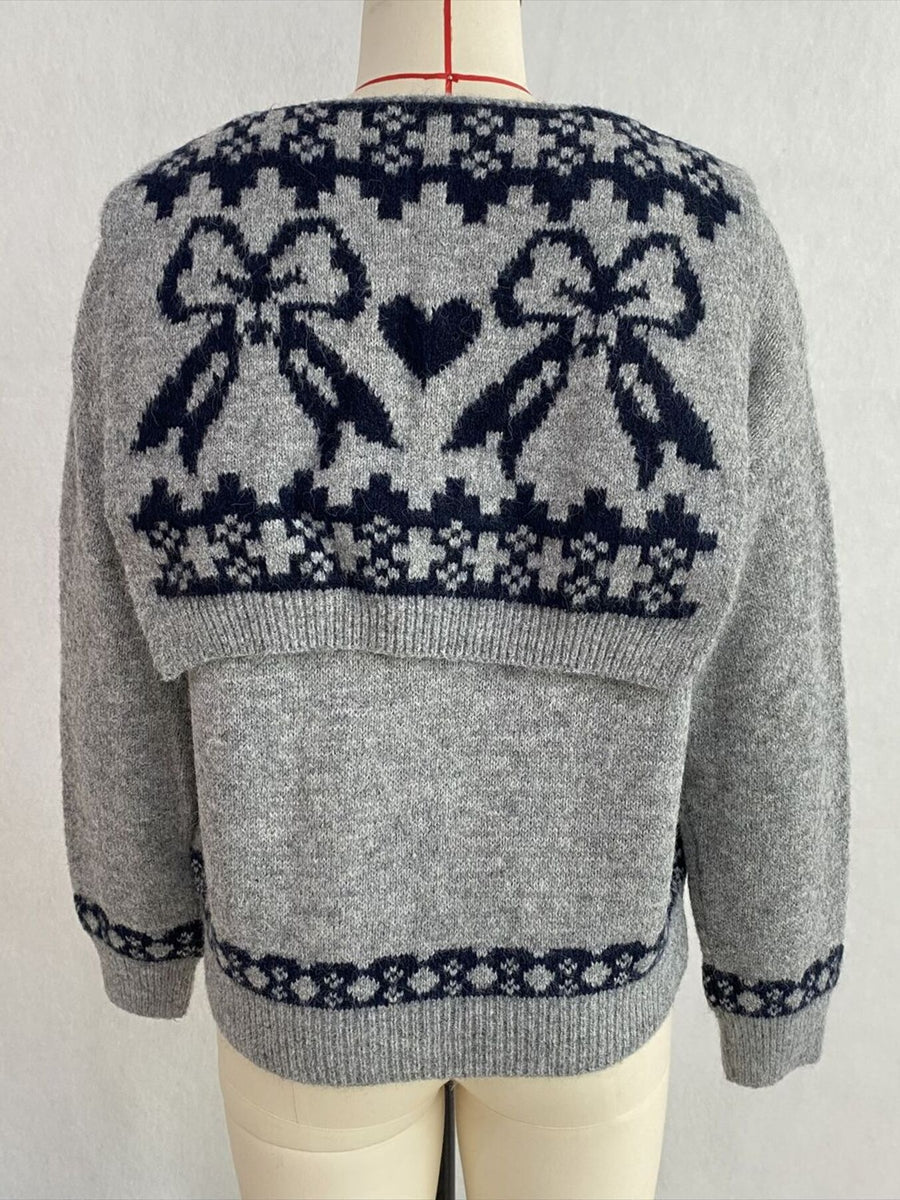 pullover sweater in Red with geometric and dropped shoulder