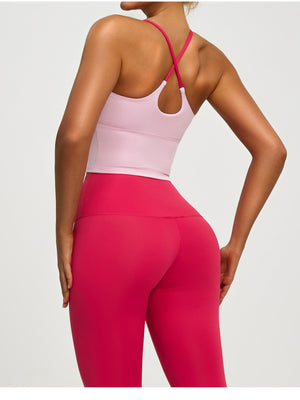 Pink Purple sports bra with cropped and pullover