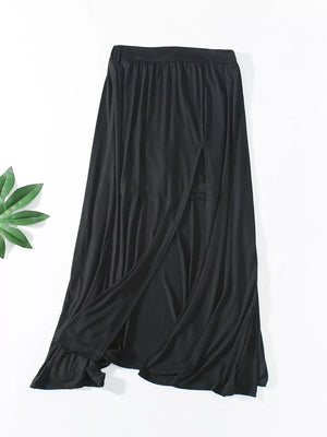 A-line Slit Maxi Skirt in Light Gray