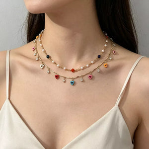 Gold necklace with choker and hook-and-eye
