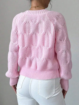 Rose Red cardigan with waist-length and button-front