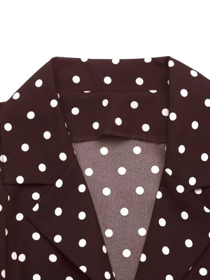 white shirt dress with button-front and polka dot