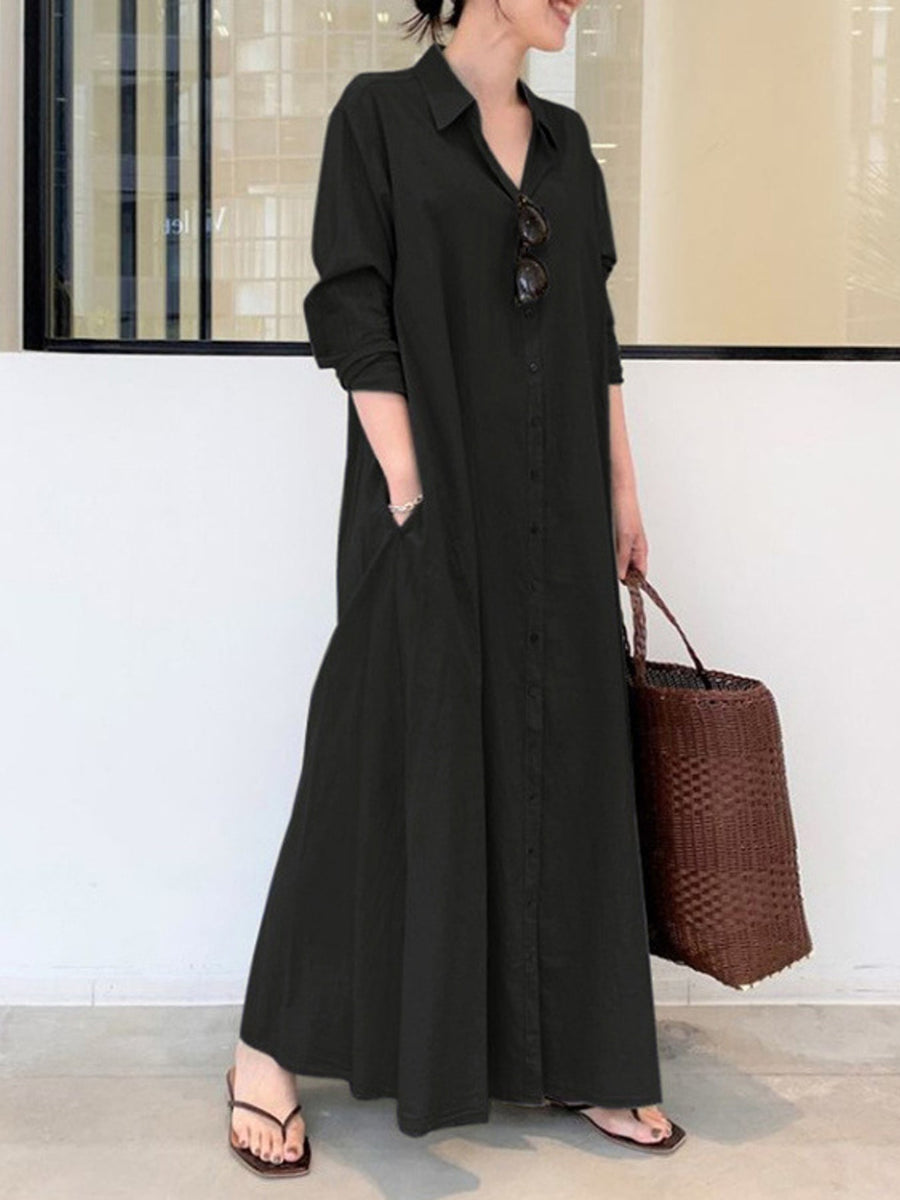 Golden Yellow relaxed shirt dress with collared