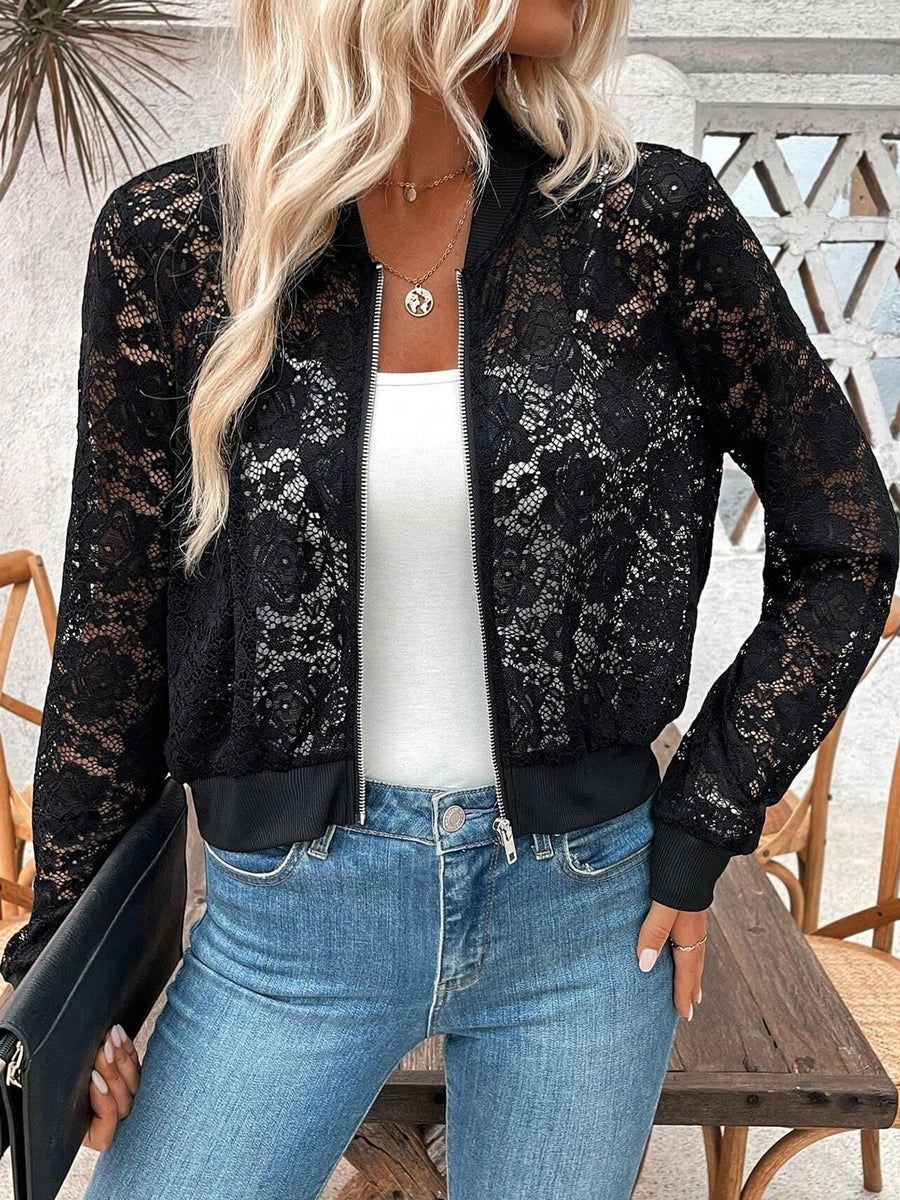 90% nylon, 10% spandex Care instructions: Hand wash cold bomber jacket in black with regular silhouette