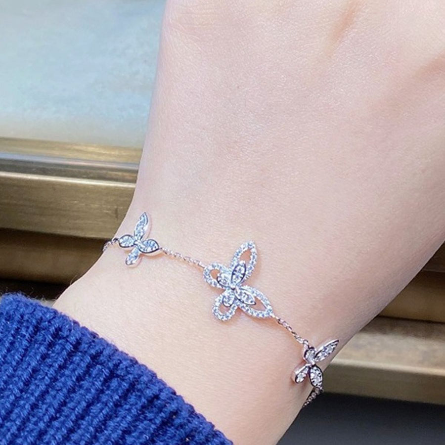 bracelet in Silver with butterfly charm and 7.9 inches
